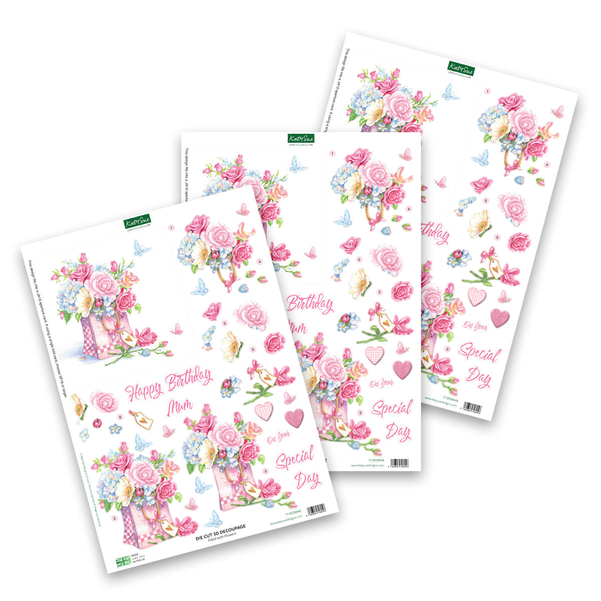 Découpage Prédécoupé – Rempli de Fleurs (Paquet de 3)