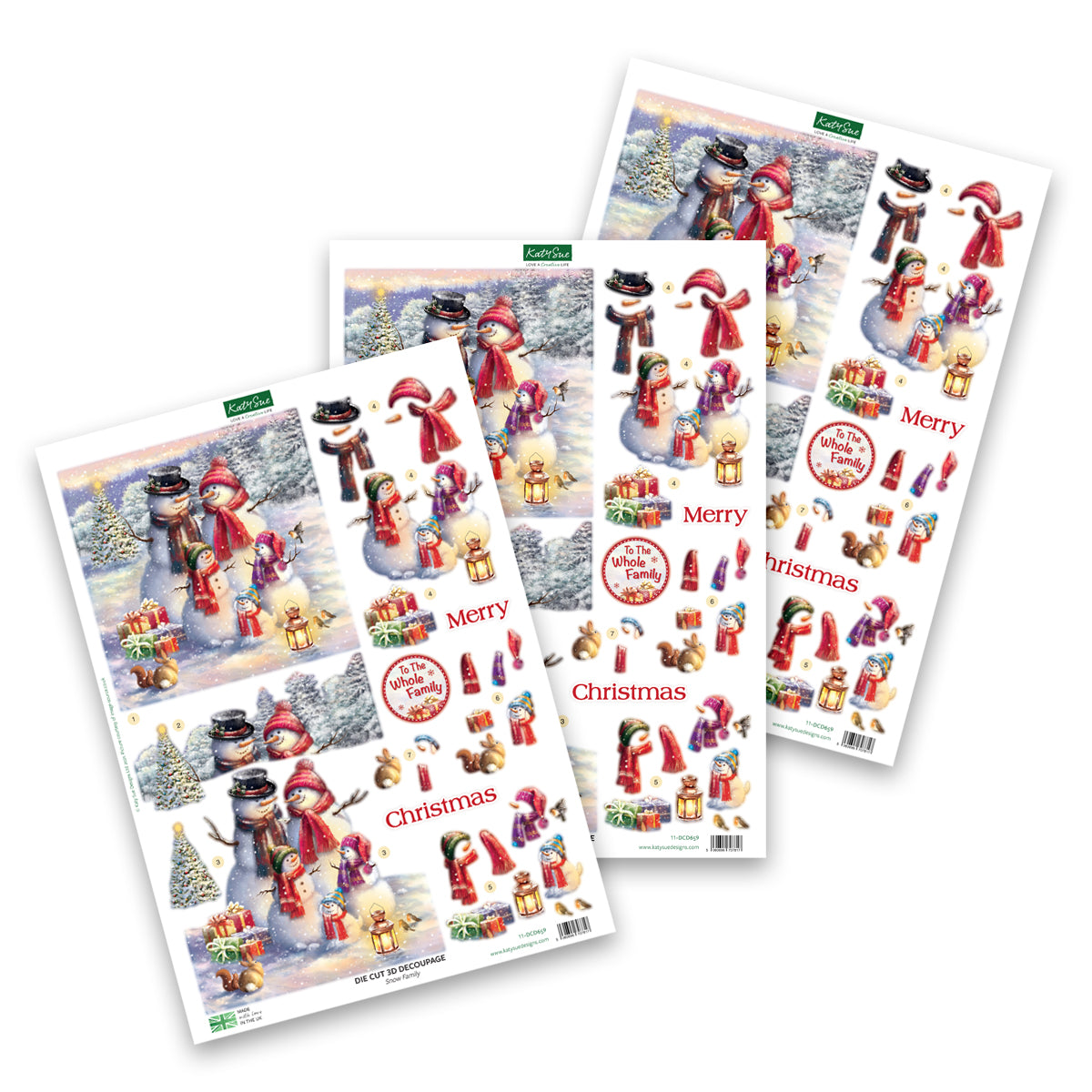 Découpage prédécoupé – Famille de neiges (Lot de 3)
