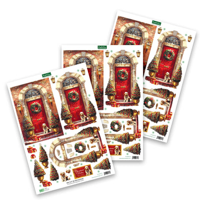 Découpage Découpé – Scène de Porte Matin de Noël (lot de 3)