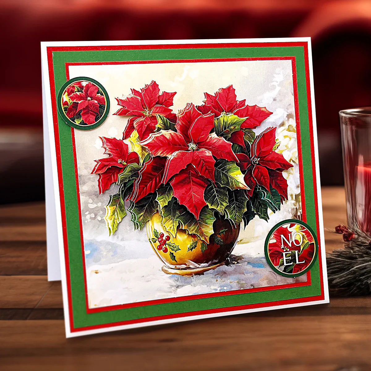 Découpage découpé à la forme – Poinsettia en pot (lot de 3)