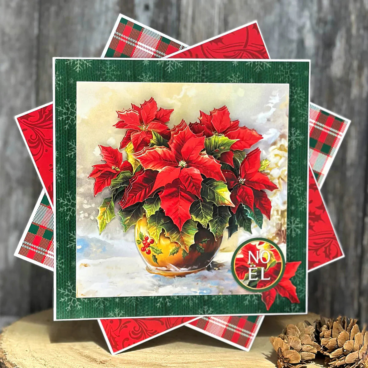 Découpage découpé à la forme – Poinsettia en pot (lot de 3)