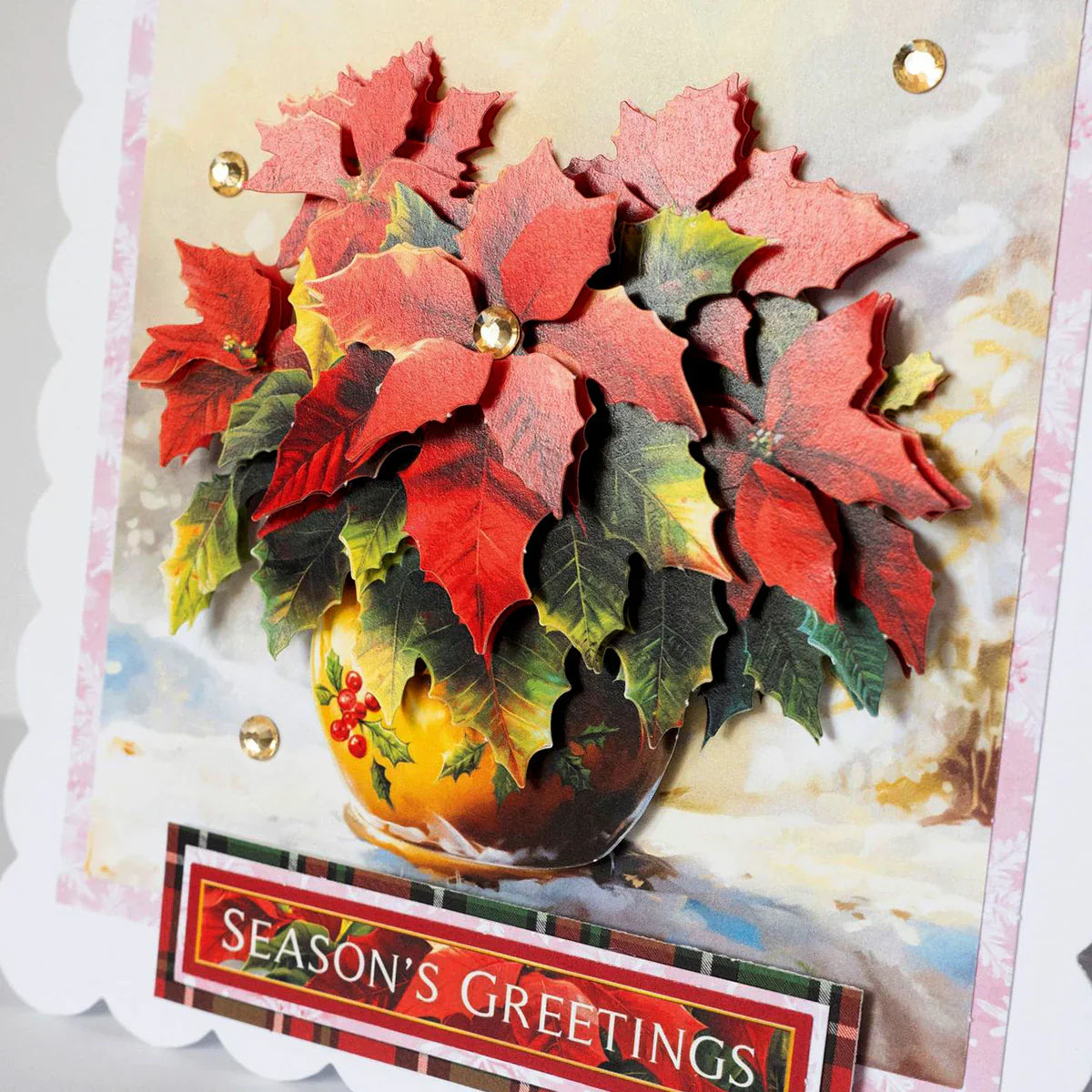 Découpage découpé à la forme – Poinsettia en pot (lot de 3)