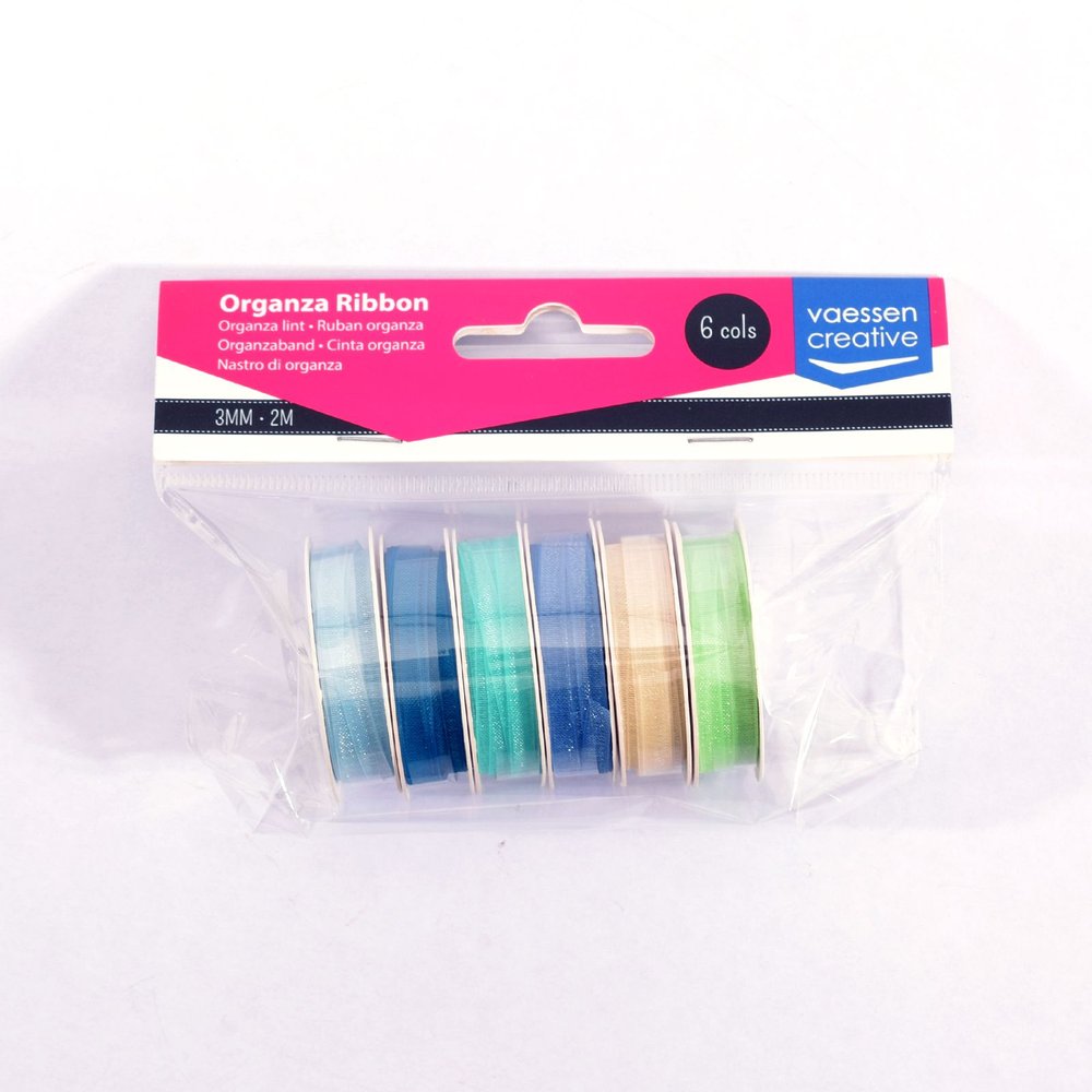 Ruban d'organza Vaessen Creative, 6 couleurs, 3 mm x 2 m, bleu layette