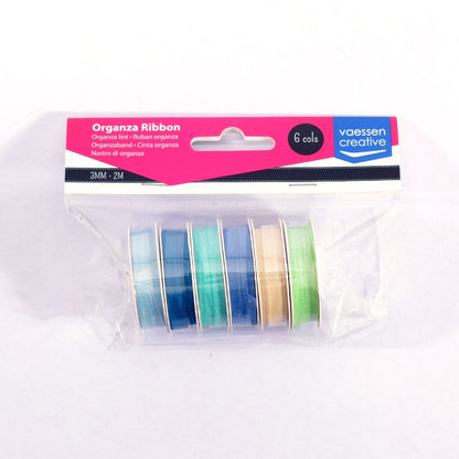 Ruban d'organza Vaessen Creative, 6 couleurs, 3 mm x 2 m, bleu layette