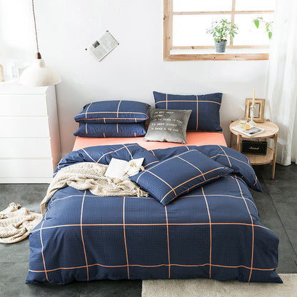 100% Cotton Geometric Bedding Set – Quilted Reactive Print Sheet & Duvet Cover Set