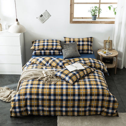 100% Cotton Geometric Bedding Set – Quilted Reactive Print Sheet & Duvet Cover Set