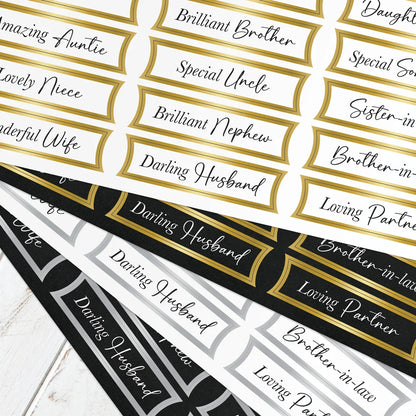 Foiled Relatives Banners Selection, 96 Sentiments