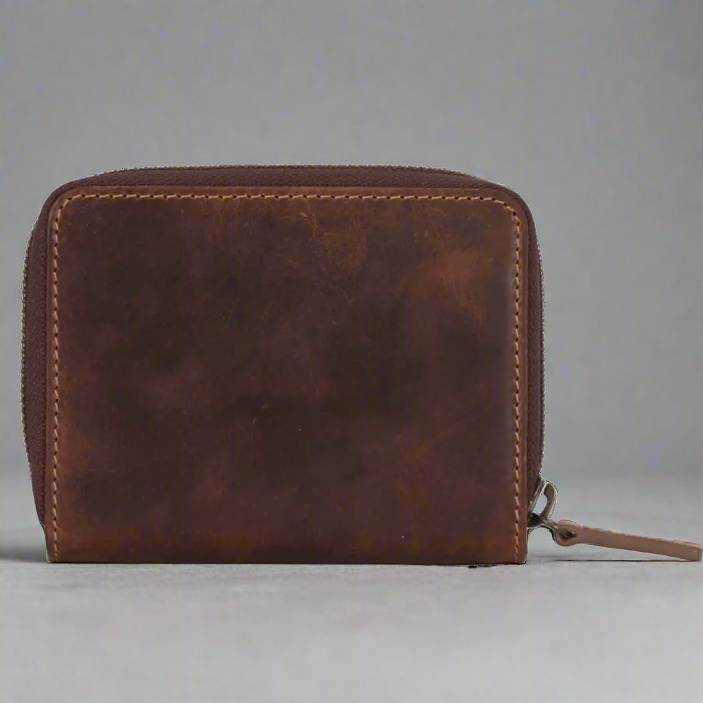Portefeuille zippé en cuir Hunter MET
