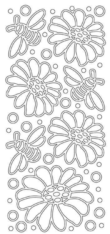 Autocollants pelables - Fleurs et abeilles