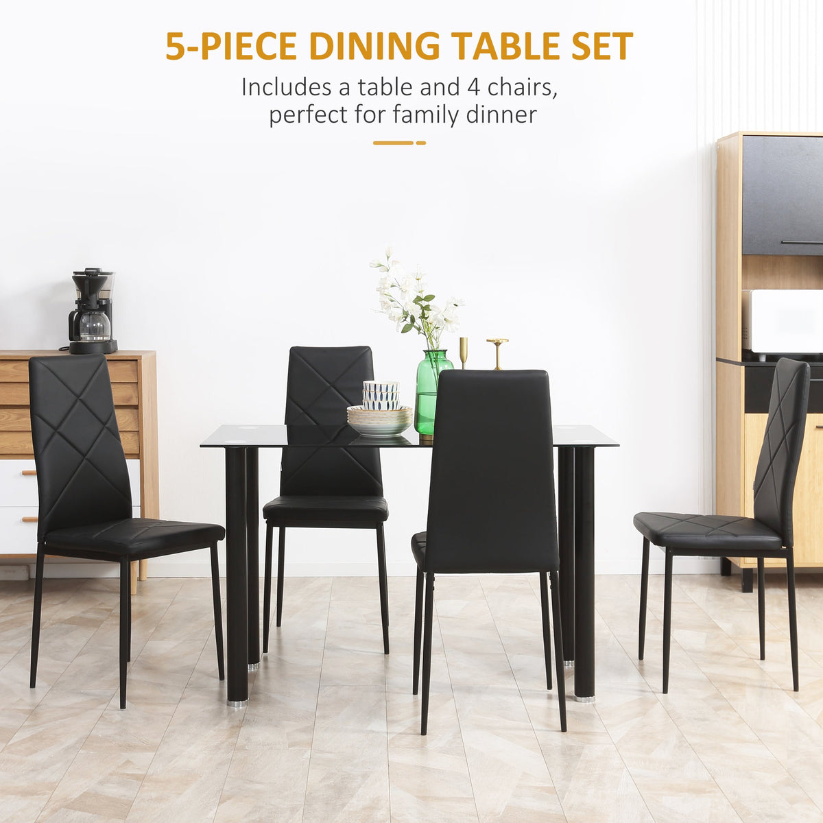 Ensemble de salle à manger compact Adam pour 4 personnes - Noir