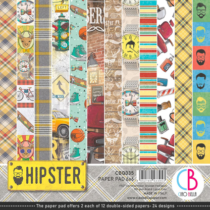 Bloc de papier Ciao Bella Hipster 15,2x15,2 cm 24 feuilles/paquet