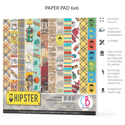 Bloc de papier Ciao Bella Hipster 15,2x15,2 cm 24 feuilles/paquet