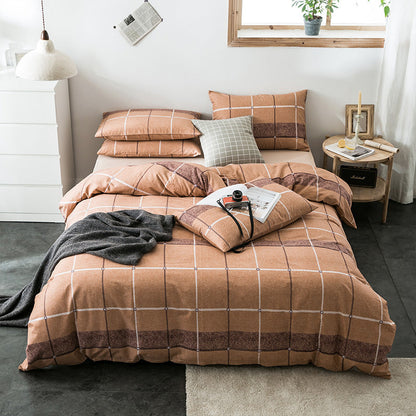 100% Cotton Geometric Bedding Set – Quilted Reactive Print Sheet & Duvet Cover Set