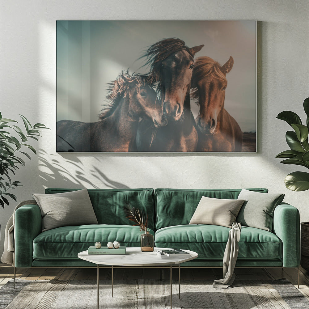 Art mural Portrait de famille Chevaux Impression sur toile