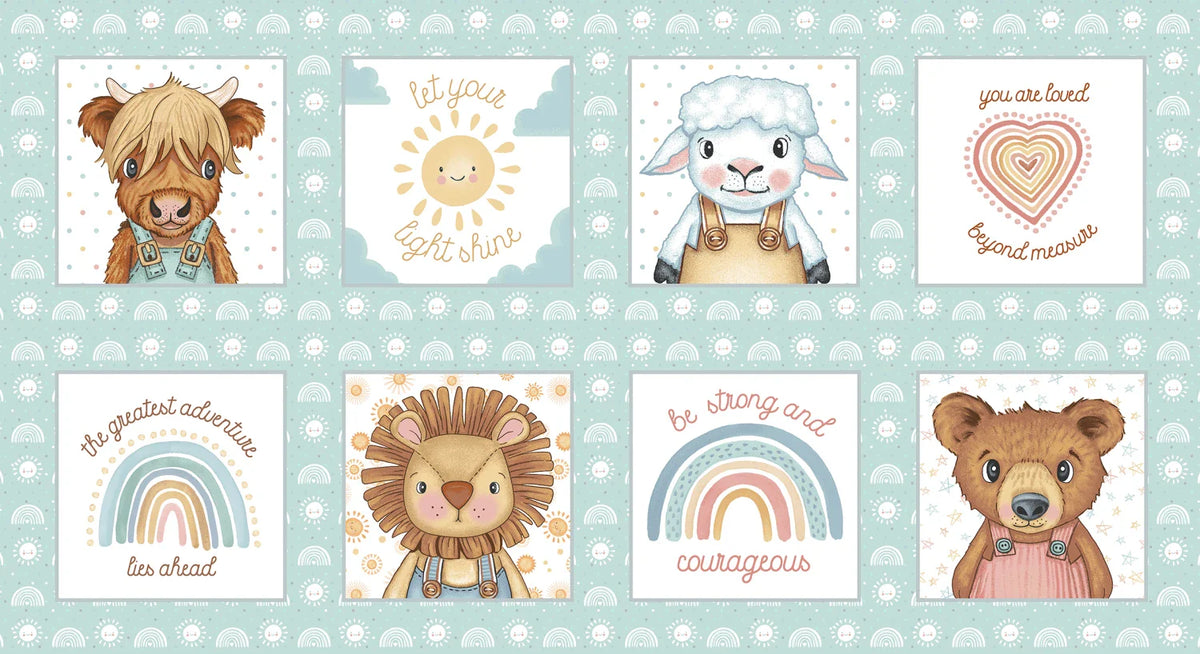 Boho Buddies - Lt. Teal Animal Panel - 1723P-16