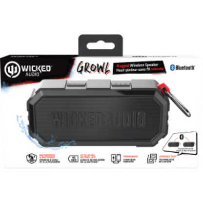 Growl Rugged Bluetooth Speaker with Powerbank- Black