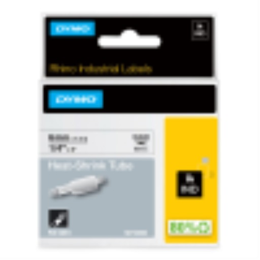 DYMO Rhino Industrial Heat-Shrink Labels, Authentic DYMO Labels, For Tubing or Cables (1/4" Tube, Black on White)
