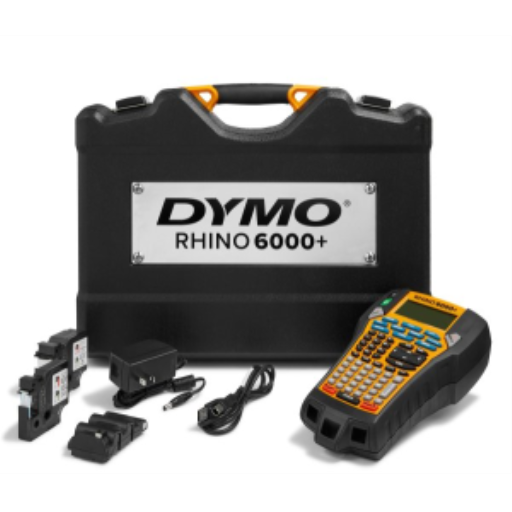 DYMO Rhino 6000 Industrial Label Maker, Computer Connected Label Maker with Hard Carry Case, 1 Vinyl Tape Cassette, 1 Flexible Nylon Tape Cassette and Rechargeable Lithium Ion Battery