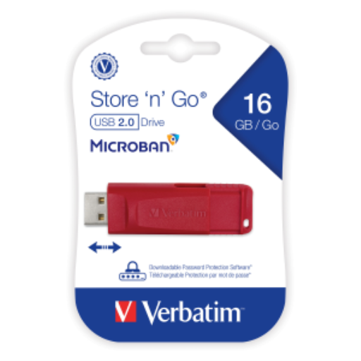 Clé USB Verbatim SnG 16 Go rouge rétractable