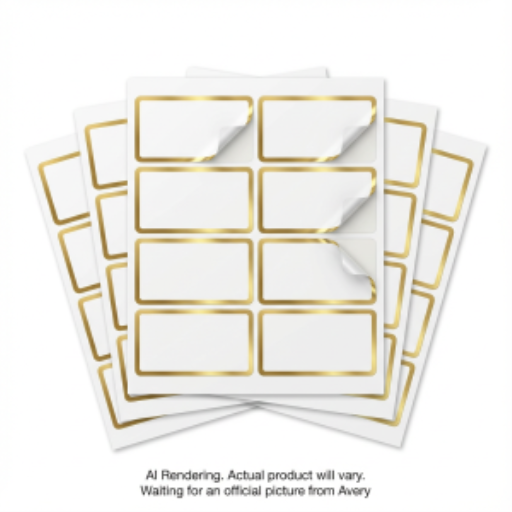 Avery Laser/Inkjet   Name Badges, 2?" x 3?", Gold Metallic Border, Flexible Film, Peel Away Feature, 5 sheets/env, 40