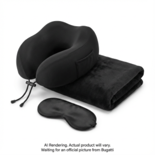 Ensemble de voyage 3 pièces Bugatti (coussin de nuque en mousse à mémoire de forme, masque de sommeil soyeux, couverture douce et veloutée)