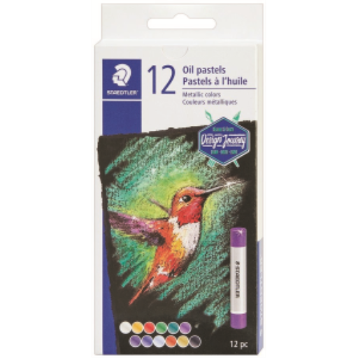 Pastels à l'huile métallisés, boîte de 12 pièces.