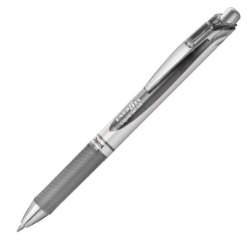 EnerGel Retractable Gel Roller, (0.7mm) Metal Tip, Grey Ink
