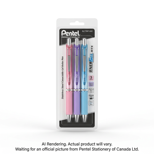 Pentel EnerGel Retractable Gel Roller, (0.7mm) Metal Tip, 3PC Pack Assorted Passion Colours
