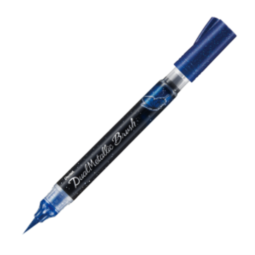 Dual Metallic Brush, Blue + Metallic Green Ink, 1PC Pack