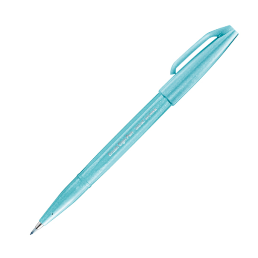 Pentel Arts Brush Sign Pen, Flexible Brush Tip, Pale Blue Ink