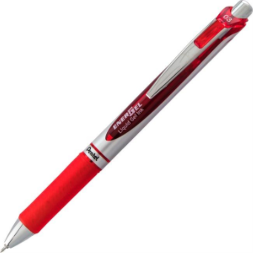 EnerGel Retractable Liquid Gel Pen, (0.3mm) Needle Tip, Red Ink