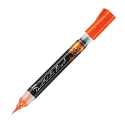 Dual Metallic Brush, Orange + Metallic Yellow Ink, 1PC Pack