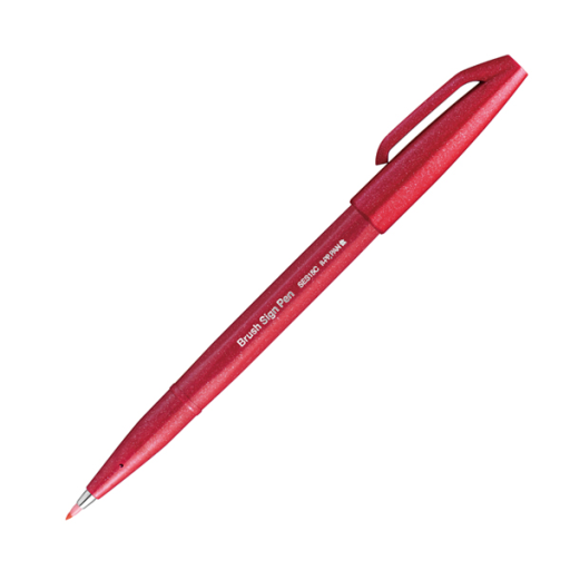 Pentel Arts Brush Sign Pen, Flexible Brush Tip, Red Ink