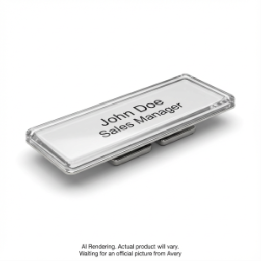 Avery Laser The Mighty Badge ? Kit de badges nominatifs réutilisables, argent, 2,54 cm x 7,62 cm, 50 badges/boîte