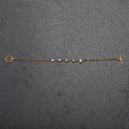 Delicate Pearl & Chain Bracelet In Gold Plate