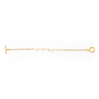 Delicate Pearl & Chain Bracelet In Gold Plate