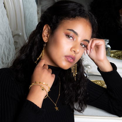 Star On Star Chain Necklace In Gold Plate