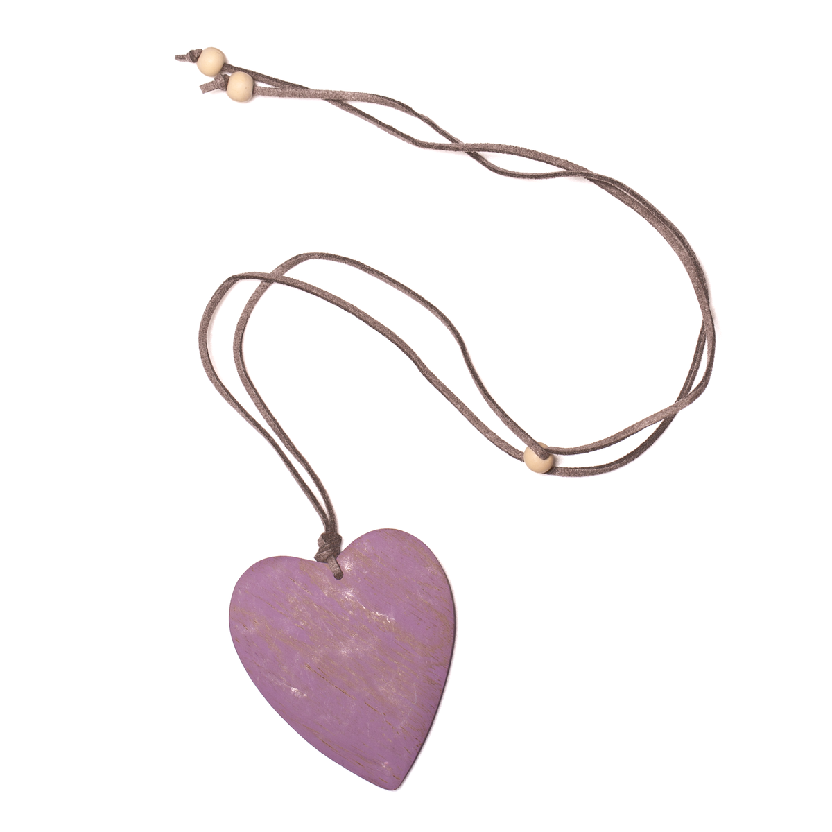 Collier Cœur Simple en Bois