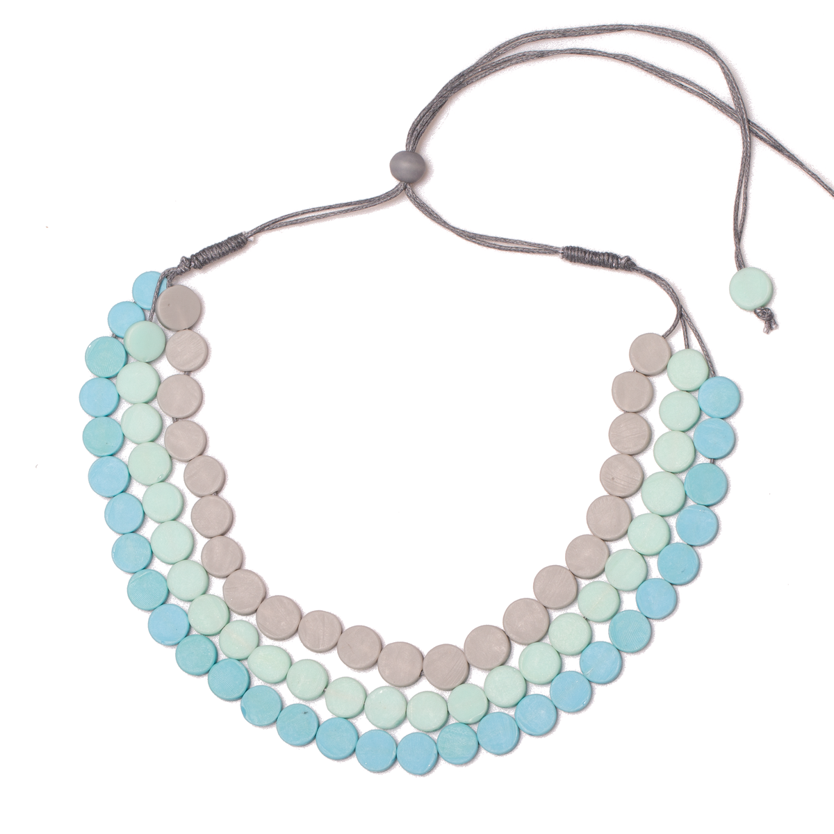 Triple Strand Resin Disc Necklace