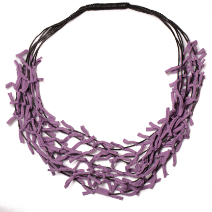 Multi Strand Knotted Fabric Necklace