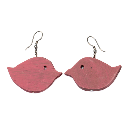Wooden Bird Earring