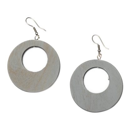 Round Wooden Hoop Earring