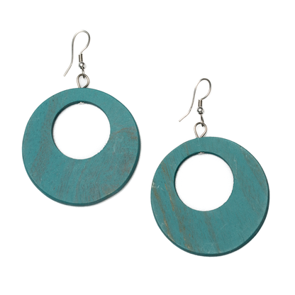 Round Wooden Hoop Earring