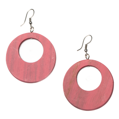 Round Wooden Hoop Earring