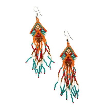 Boucle d'oreille perlée de style aztèque