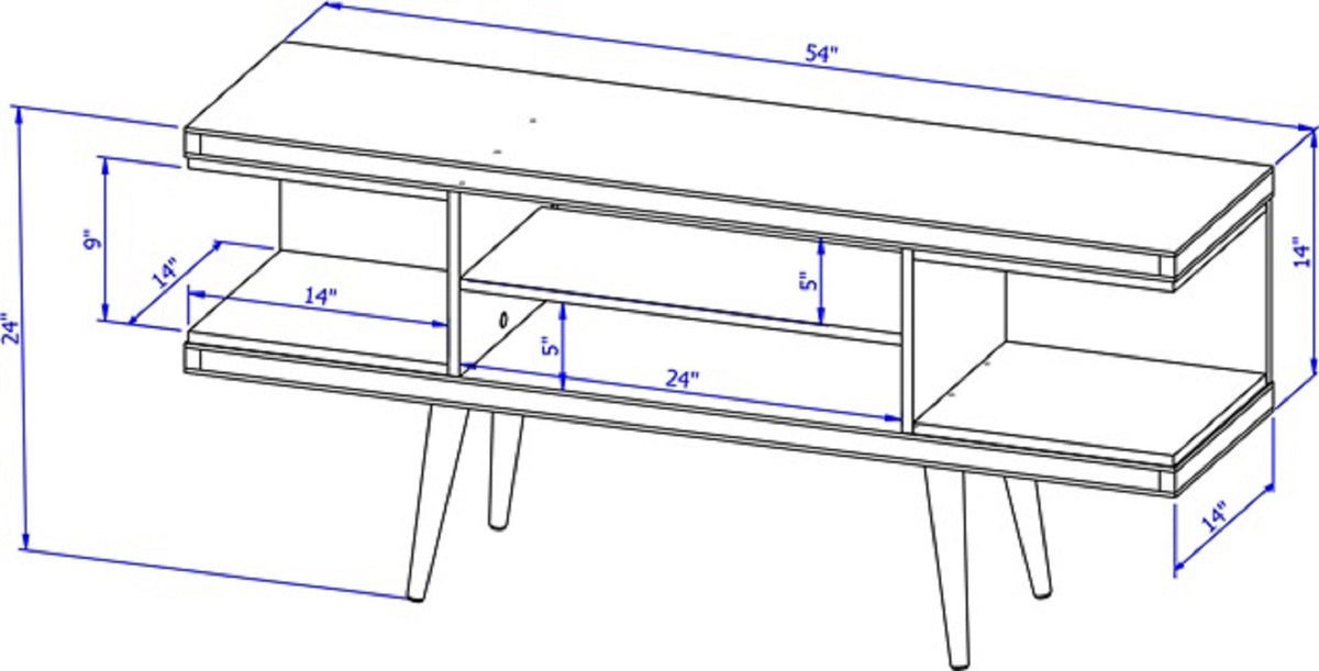 Eureka Modern 53.14" TV Stand with 4 Shelves - White
