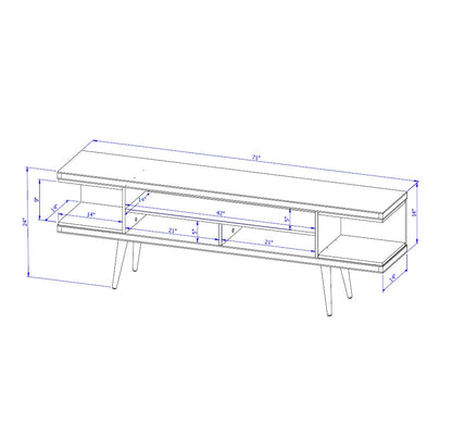 Eureka Modern 70.47" TV Stand with 4 Shelves - White Gloss/Maple Cream