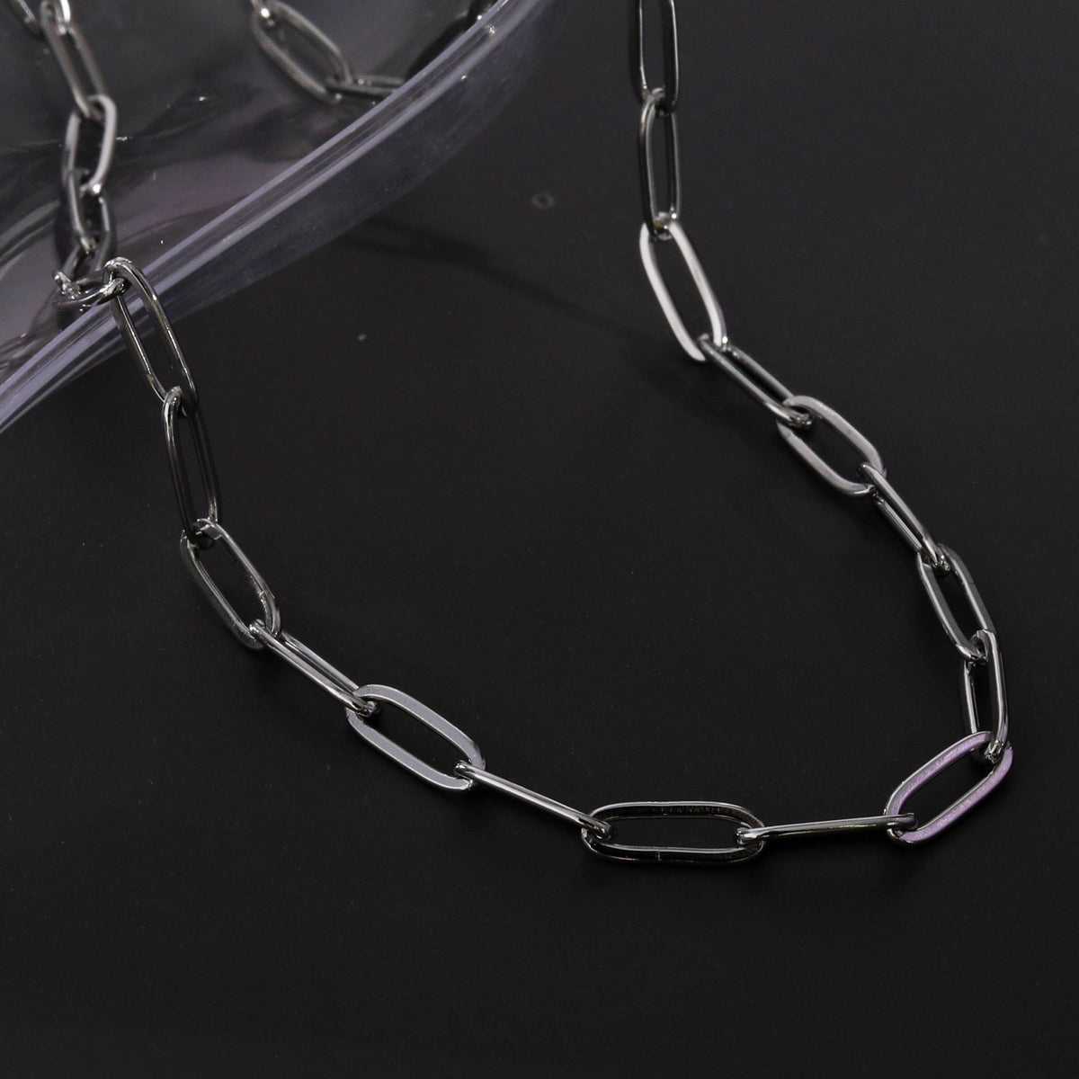 PALERMO Essential Paper-Clip Chain Link Silver Necklace
