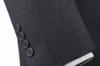 BUILD YOUR PACKAGE: Charcoal Slim Fit Suit (Package Includes 2 Pc Suit, Shirt, Necktie or Bow Tie, Matching Pocket Square, & Shoes)