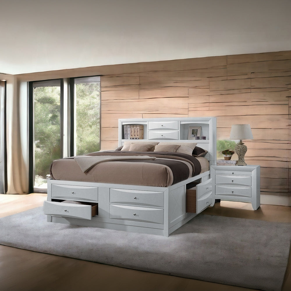 Lit plateforme de rangement à tiroirs multiples Neend - Blanc